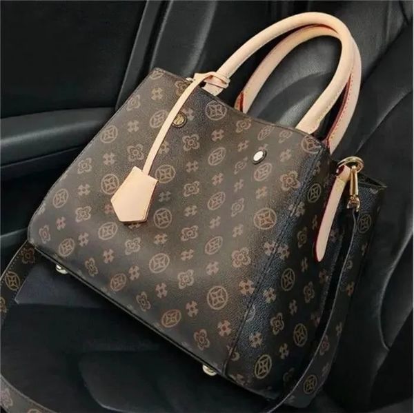 Moda Mujer Bolso de hombro Ventas calientes diseñadores de lujos Bolsos Monederos Lady Totes flor marrón Tote Marca Carta Repujado Cartera de compras de cuero genuino