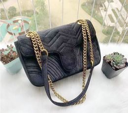 Moda mujer bolsos de hombro clásico cadena de oro bolso de terciopelo estilo corazón mujer bolso de mano bolso de mensajero de calidad superior 1732 #R hei