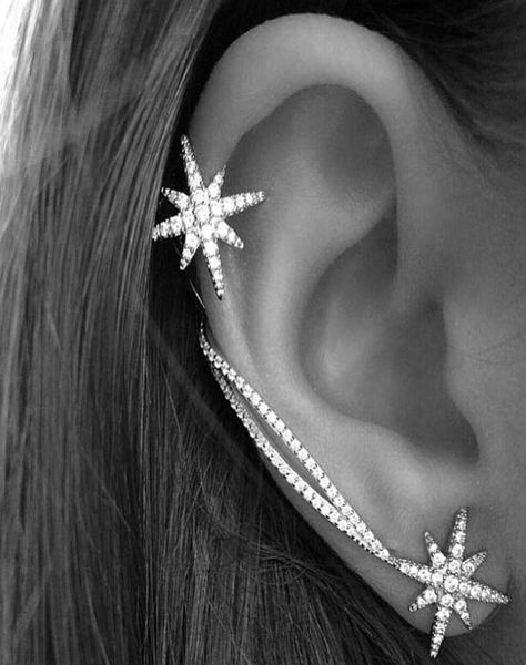 Fashion Femmes Silver Snowflake Gothic Punk Ear Cuff Wrap Clips Boucles d'oreilles Vintage pour femmes4156925