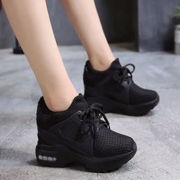 Mode dames sneakers platformschoenen wig ademende net 9 cm hoge hiel dames lopen zapatillas de mujer 240401