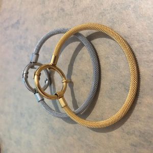 Moda mujer Acero inoxidable osos encantos abierto círculo redondo brazalete pulsera España Pulsera oso 18k oro y plata 204K