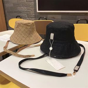 Moda mujer verano doble cara sombrero de cubo diseño de marca largo con cordones patrón de dos lados playa al aire libre equipado sombreros de pescador unisex gorra para el sol