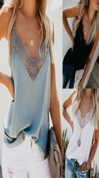 Fashion Women Summer Vest Camis Tops Crops Crops Lace Lace Sexy Loose Vneck Tanks Tees Tops Camis Bralette Bustier2160471