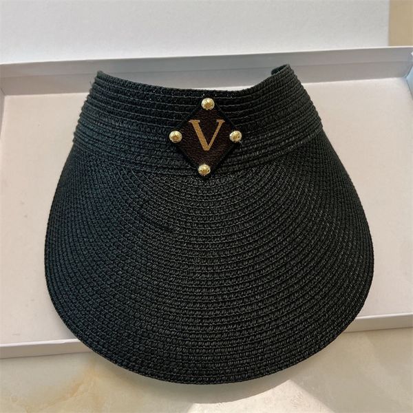 Moda mujer visera diseñador viseras sombrero casquette marca de lujo sombrero para el sol hombres hierba trenza Sunbonnet al aire libre casual gorra ajustable sombrero de paja