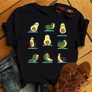 Mode dames t -shirt cartoon grappige avocado print tops grafische zwarte tees kus 90s meisje meisjes