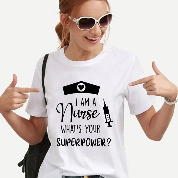 Fashion Femmes T-shirts Funny Nurse Graphic Y2k Tops HARAJUKU ULZZANG TSHIRT FEMELISE Vêtements esthétique Cou Nou à manches courtes