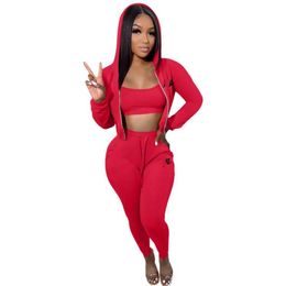 MODE Femmes Survêtements Solide 2 Pièces Tenues Fermeture Éclair Poche Avant Veste À Manches Longues Cloche Bas Pantalon De Survêtement Assorti Ensemble Sportif