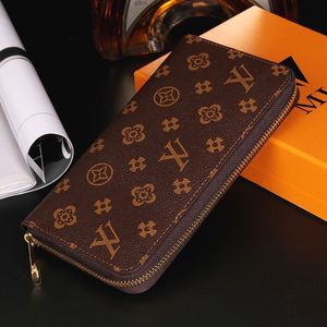 Mode femmes portefeuille en cuir véritable portefeuille unique portefeuilles à glissière dame dames long classique sac à main avec boîte carte #41056