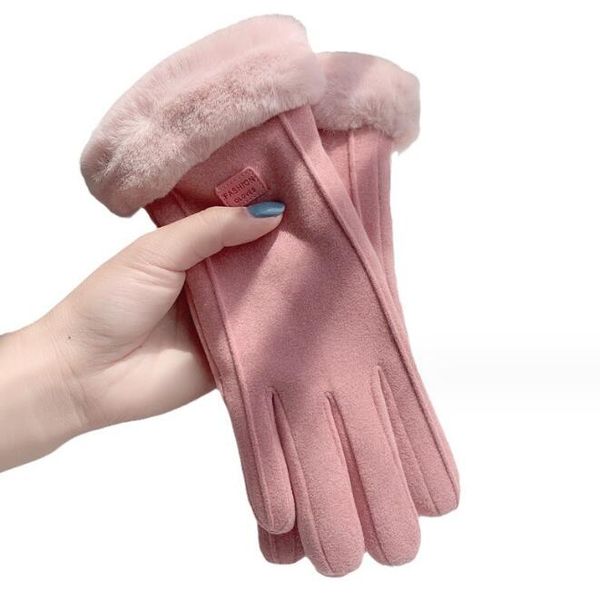 Mode femmes gants chauds polaire épais doux faux daim gants filles hiver résistant au froid écran tactile gants en plein air cyclisme ski gant