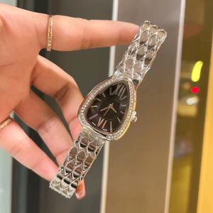 Moda mujer reloj joyería corchete vestido relojes movimiento de cuarzo serpiente estilo Splash impermeable reloj de pulsera caja de diamantes reloj de oro rosa Deisgn Montre De Luxe