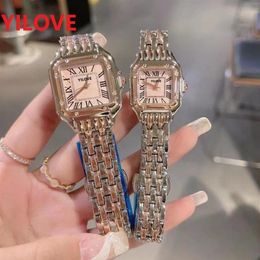 Mode Vrouwen Horloge Vierkante Romeinse Wijzerplaat Quartz Horloge Kleine Rose goud zilver Roestvrij Stalen Armband Ketting Dame Watch275r