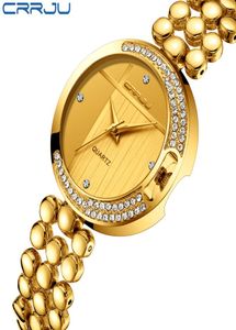 Fashion Women Watchs Crrju Top Brand Luxury Star Sky Dial Dial Corloge Luxury Rose Gold Women039s Bracelet Quartz Wrist Watches Relog2689128