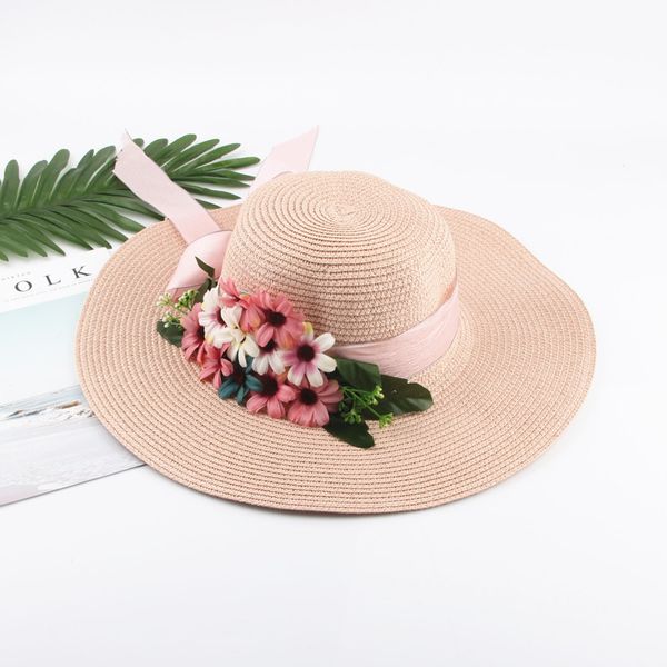 Mode femmes chapeaux à large bord trois couleurs chapeaux d'été pour femmes anti-uv chapeau de paille disquette pliable plage mer chapeau 77