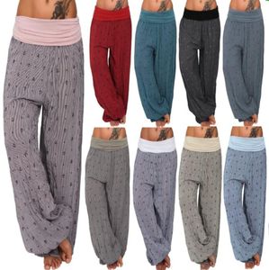 Mode Vrouwen Wijde Pijpen Broek Casaul Losse Harembroek Gestreepte Gedrukt Trekkoord Broek Sport Yoga Grote Maat Rechte Broek LSK1253