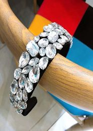 Fashion Women wide headband luxe Rhinestone Decor Head Hoop Hair Band6530868