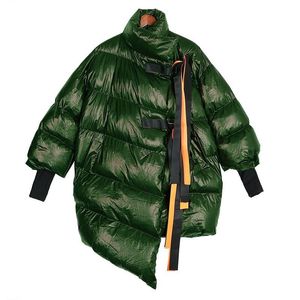 Fashion - femmes Hiver Silver Big Size Long Bubble Ribbons solides Ribbons chauds Parka chaude dames Style Breaker Swear
