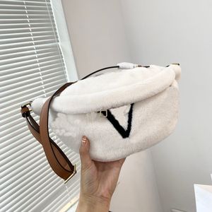 Women's Winter Teddy Waist Fanny Pack, Designer Chest Bag, Crossbody Lamb Wool Soft Fur Bumbag, Classic Shoulder Belt Bag