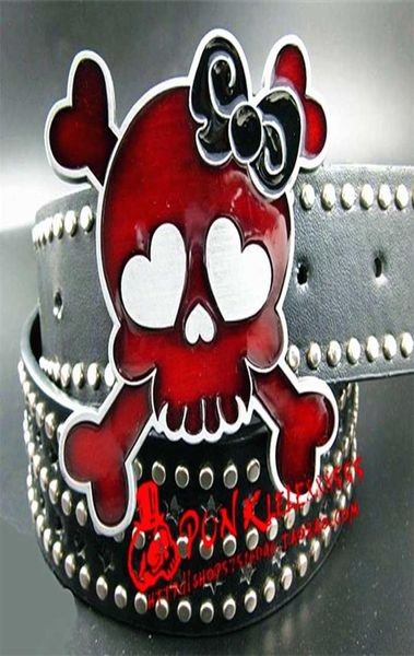 Fashion Women039s Belt Punk Rock Belt Skull Bowknot Rivets Full Rivets Hip Hop Hound Metal Rock Style Gift For Women 220128266995