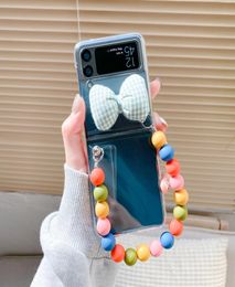 Fashion Women039s Cois de téléphone pour Samsung Galaxy Zflip3 Zflip 3 4 Z Flip 1 2 Heart Aurora Paper Carte Rainbow Bracelet Case4004224