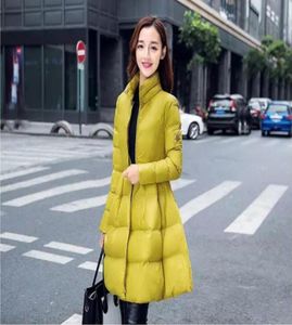 Mode women039s hiver doudoune chaude longue veste mince et veste grande balançoire jaune noir dames neige wear5567315