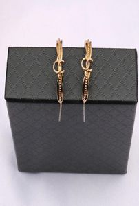 Fashion Womens 18K Gold Gold Ear Earrings Geometry Geometry Letters Doble Parring Fiesta de bodas Jewe4044284