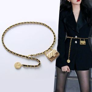 Cinturón de moda para mujer, cinturones de cadena larga dorada de diseñador de lujo, pretina para mujer, corsé gótico Punk de Metal pesado, accesorio Y2K