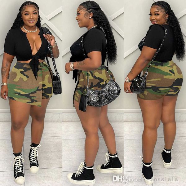 Mode femmes Camouflage irrégulière Shorts jupe pantalon pour 2023 été Sexy robe grande taille vêtements S-3XL