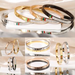 Mode dames manchet armbanden luxe ontwerper dubbele g letter kristallen sieraden roestvrij staal paar armband accessoires geen doos