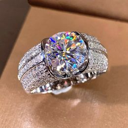 Anillos de cristal Sier para hombre, joyería de diamantes a la moda, anillo de compromiso de boda para mujer