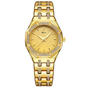 Mode dames es dure 18 k goud dames pols vrouwen quartz klassieke analoge diamant sieraden hand horloge missfox