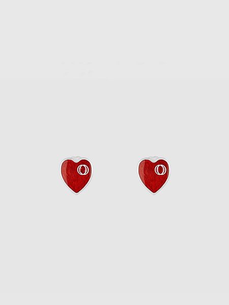 Pendientes de botón de corazón de moda para mujer con un logotipo especial de plata 925 para darle a su novia el mejor regalo del día de San Valentín