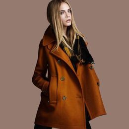 Mode femmes longs manteaux lâche Style solide laine double boutonnage survêtement femmes manteaux Style européen livraison gratuite