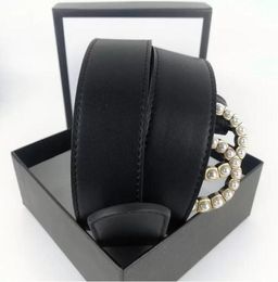 Модные женские мужские дизайнерские ремни Кожаные черные бронзовые пряжки Классический повседневный жемчужный ремень Ширина 38 см с коробкой1146053