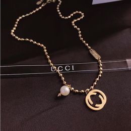 Mode Femmes Collier Ras Du Cou Chaîne 18K Plaqué Or Inoxydable Stee Lmitation Perle Colliers Pendentif Bijoux De Mariage Accessoires Cadeau X200