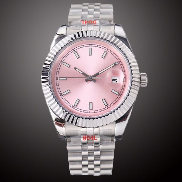 Moda para mujer Reloj rosa Automático 2813 Mecánico 904L Banda de acero inoxidable 41 mm Reloj para hombre Diseñador Pareja Reloj de lujo Fecha Relojes de pulsera