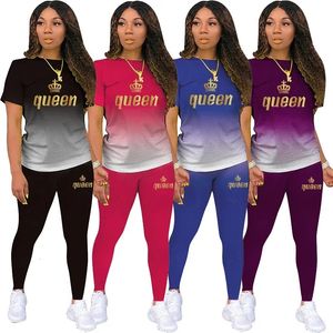 Fashion Womens Queen 2 pièces set Jogging costume Summer Casual Tracksuit Sportswear Female Sexy Turnits Short Suit 240508
