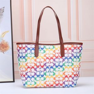 Moda para mujer reversible City Totes Bolsas Lienzo Diseñador Tote Bolsos Willow 24 28 Arco iris Flor Carta Impresión Prado Bolso de hombro