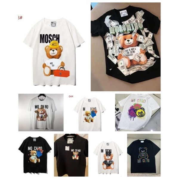 Moda para mujer camiseta verano nueva alta calidad manga corta Marca diseñador camisetas Color el oso cuello redondo algodón Italia lujo para hombre para mujer suelta Moschino camiseta ag