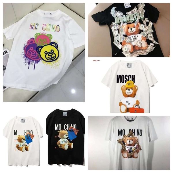 Moda para mujer camiseta verano nueva alta calidad manga corta marca diseñador camisetas color el oso cuello redondo algodón Italia lujo para hombre para mujer suelta Moschino camiseta sg