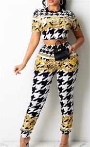 Mode Femmes Survêtements designer imprimé costumes de sport chemises à manches courtes Tops et pantalons deux pièces ensembles tenues costume survêtement Mujer S-XL