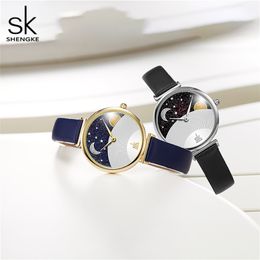 Moda feminina relógios de alta qualidade luxo à prova dwaterproof água sol e lua tonghui estrela criativo relógio quartzo