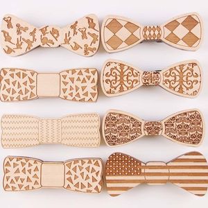 Mode bois noeuds papillon impression sculpture 7 styles Bowknot pour Gentleman mariage en bois noeud papillon gratuit DHL TNT UPS Fedex