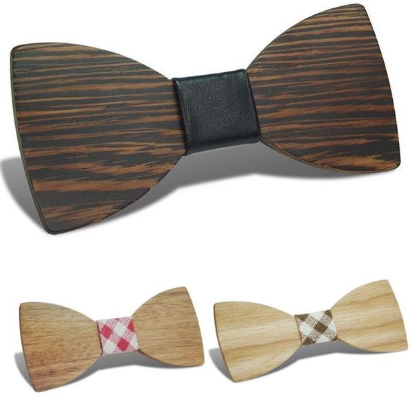 Pajarita de madera de moda 20 estilos Bowknot tradicional vintage hecho a mano para caballero Producto terminado de boda Pajarita de madera 12 * 5,5 cm para adultos