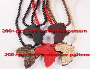 Mode Wood Made Stijlvolle Afrika Map Pendant Hip Hop kralen Lange keten Heren houten hangers kettingen sieraden cadeau S1003278614