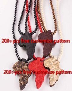 Fashion Wood Made Eleging Africa Map Pendant Hip Hop Perles de longue chaîne Bélans en bois Colliers Bijoux Gift S10037728587