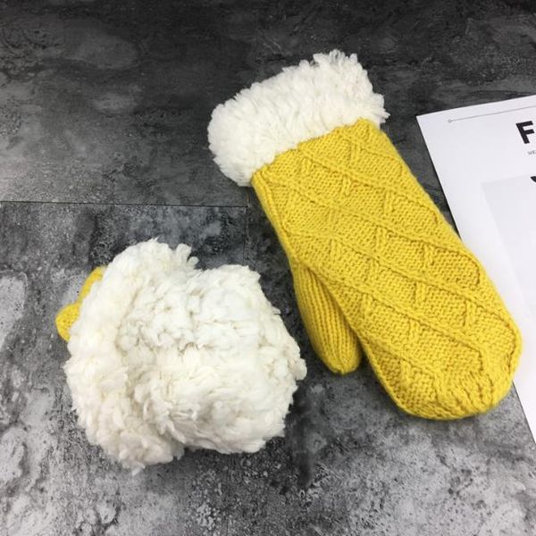Mode laine et gants tricotés en laine polaire fingerless flax à double dames chaud gants étudiants gros