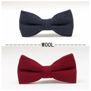 Mode Wool Boogdas Finest Heren Stropdas Butterfly Business Knoop Party Neckwear Bruid Ties Rood Blauw Zwart Wit 2 Stks / partij W220323