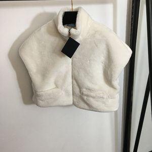 Mode laine vestes femmes sans manches manteau personnalité gilet vêtements d'extérieur blanc élégant charme filles veste vêtements