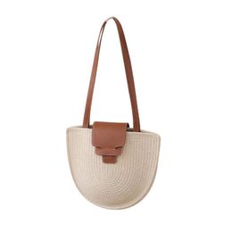 Sac à bandoulière tissé en corde de coton tissé à la mode, sac à bandoulière Vintage de vacances, sac à bandoulière Simple à trappe