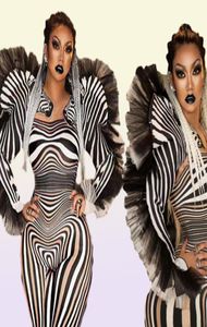Fashion Zebra Pattern Jumpsuit Women Singer Sexy Stage Outfit Bar DS Dance Cosplay Bodysuit Performance Show Costume 2203229102576